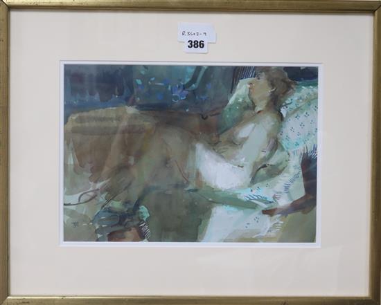 Thomas John Coates (1941-) Reclining nude 24 x 34cm.